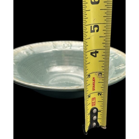 Set 2 Soup Cereal Bowl Tienshan Pueblo Green Hombre Embossed Edge Stoneware - Picture 8 of 8